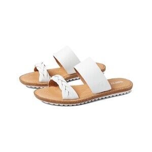 BORN MORENA WHITE LEATHER SLIDES SANDALS SZ 7M BRAIDED SLIP ON CASUAL RETAIL $99